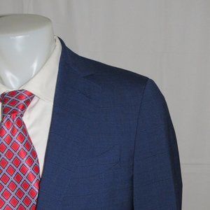 Trunk Club Custom Sample Blue Plaid Flat Front Two Button Suit 38S